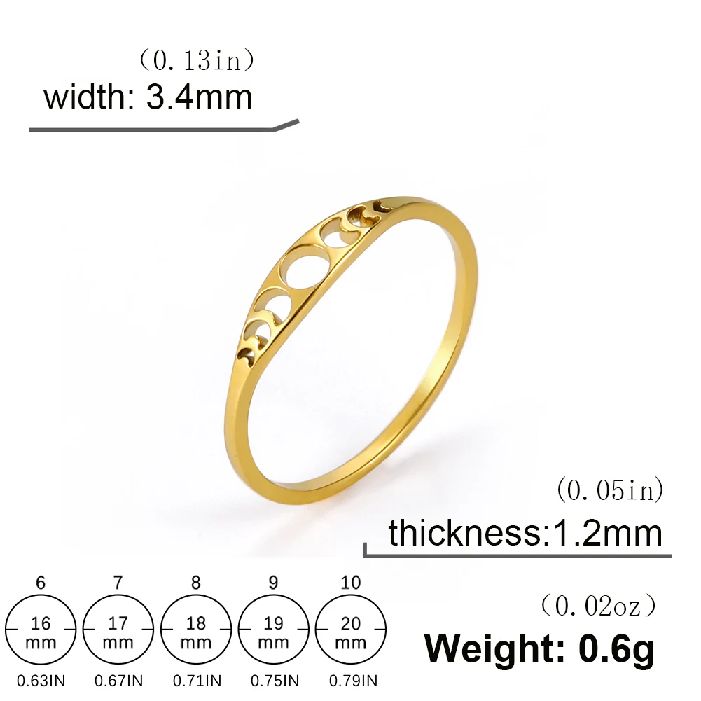 Kkjoy Mode Edelstahl Rebe und Blume Ring für Frauen Crescent Moon Ringe Trendy Party Schmuck Geschenk für Liebhaber Großhandel – Detail 25