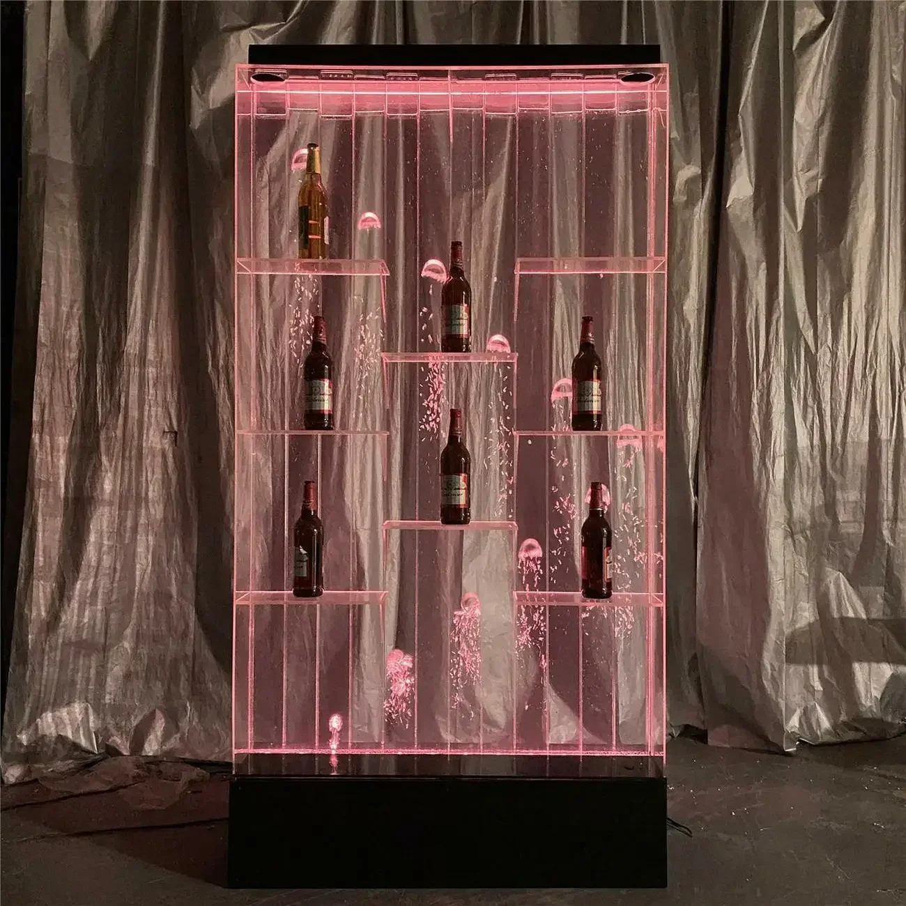 Water Fountain Home Decor Bubble Wall Water Panel LED Light Made Bar Pub Aquarium Design LED Wine Shelves And Display