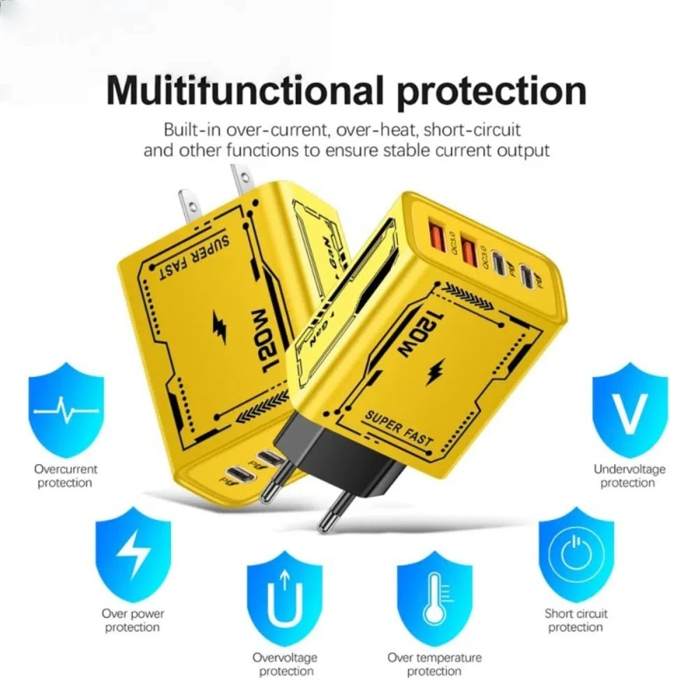 Hot 120W GaN Charger Ultra Fast Charging Type-C Phone Charger USB-C QC 3.0 Laptops Charger Mobile Device Accessories