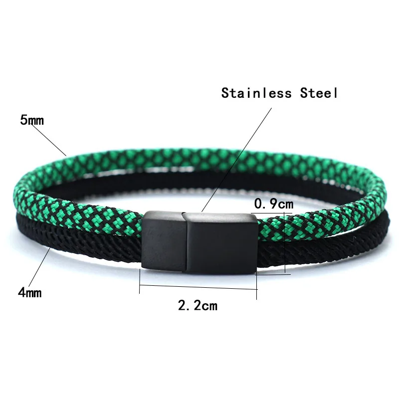 Stainless Steel Magnet Buckle Paracord Bracelet for Men