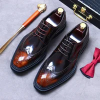 British Business Leather Shoes Formal Cowhide Thick-Soled Handmade Derby Shoes Stylish Men's Glossy Fine Craftsmanship Men Shoes 1