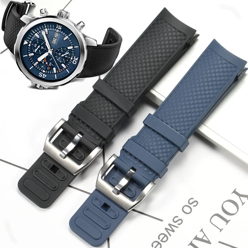 Accessori Per Orologi Cinturino In Gomma Per Iwc Aquatimer Iw329001 Iw376803 Cinturino Impermeabile Nero Cinturino Per Orologio In Silicone Da 22Mm