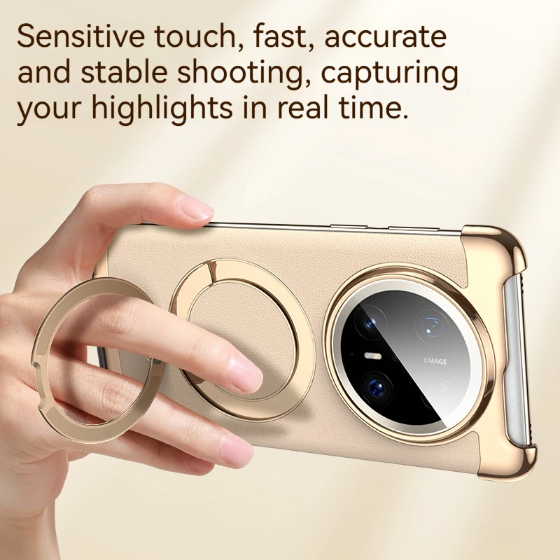 Sleek Magnetic Leather Phone Case with Rotating Bracket