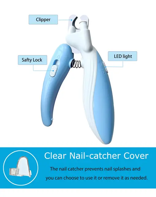 Cat Dog Pet Nail Clippers with Light, Llluminates Cat Dog Nails Or Bloodline, Safety Pet Nail Clipper for Dogs, Cats, Rabbits, S 4