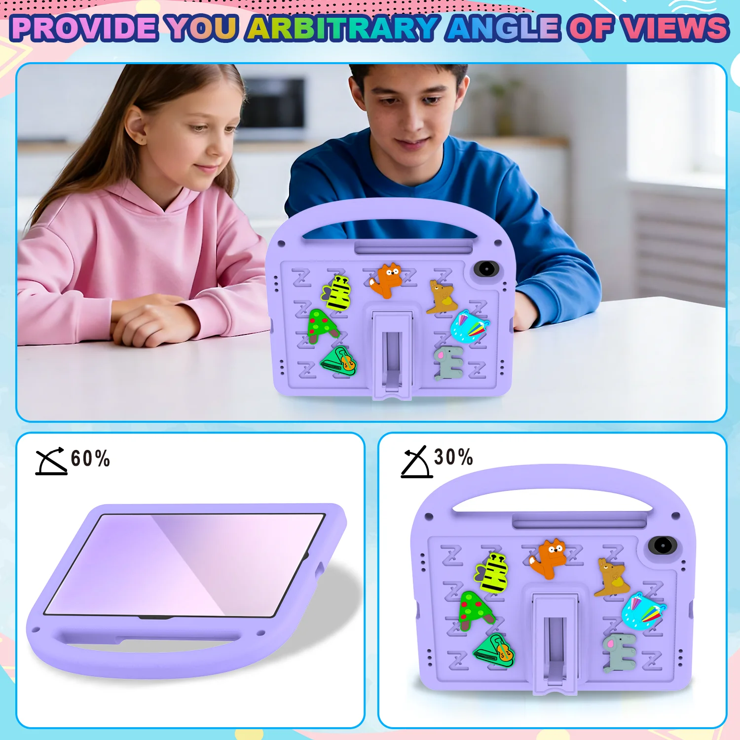 Cartoon Shockproof Stand Cover for Kids Tablet - EVA+PC Material