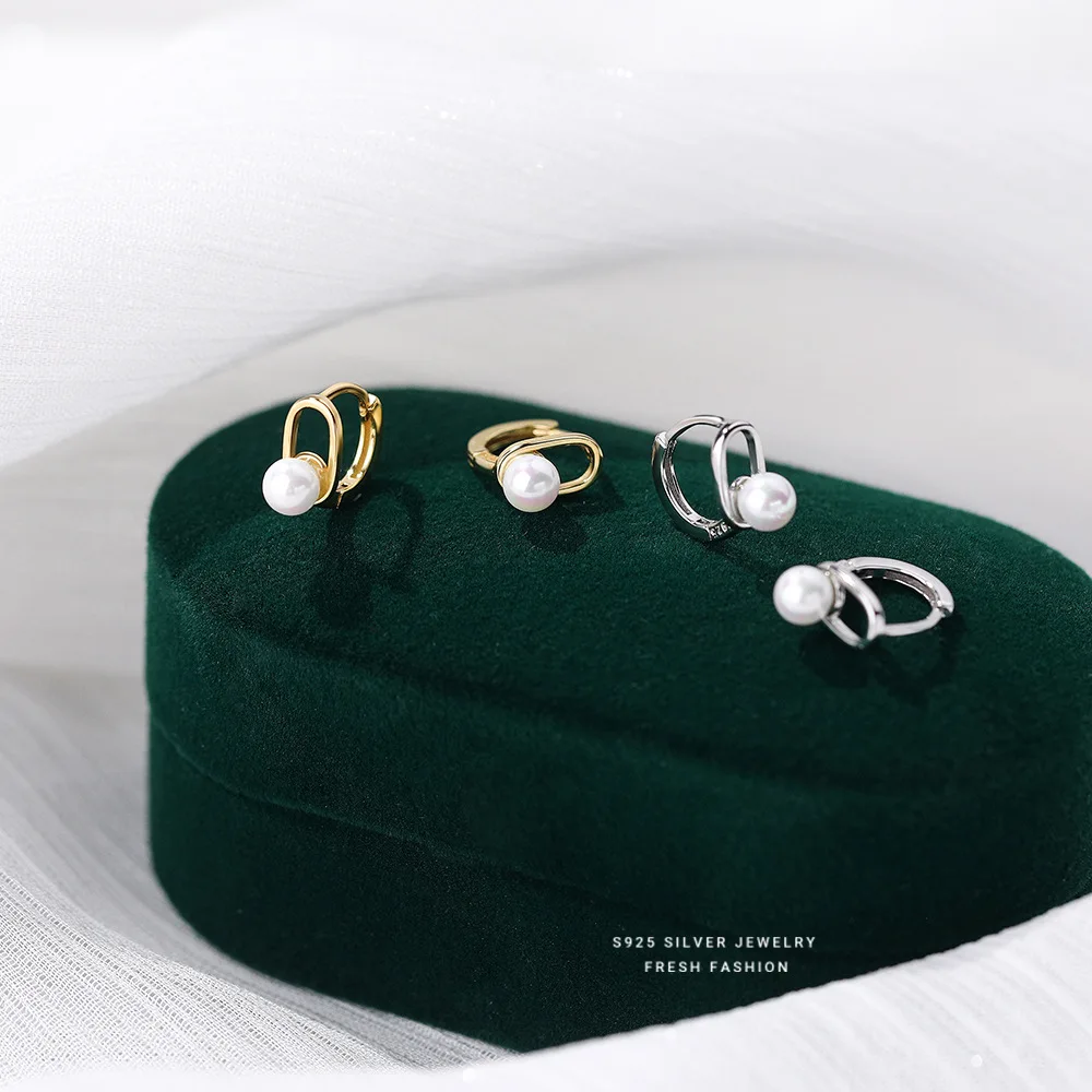  여성을 위한 짧은 몸집이 작은 진주 스터드 귀걸이, 프랑스 우아함 빛 럭셔리 간단한 기질 보석