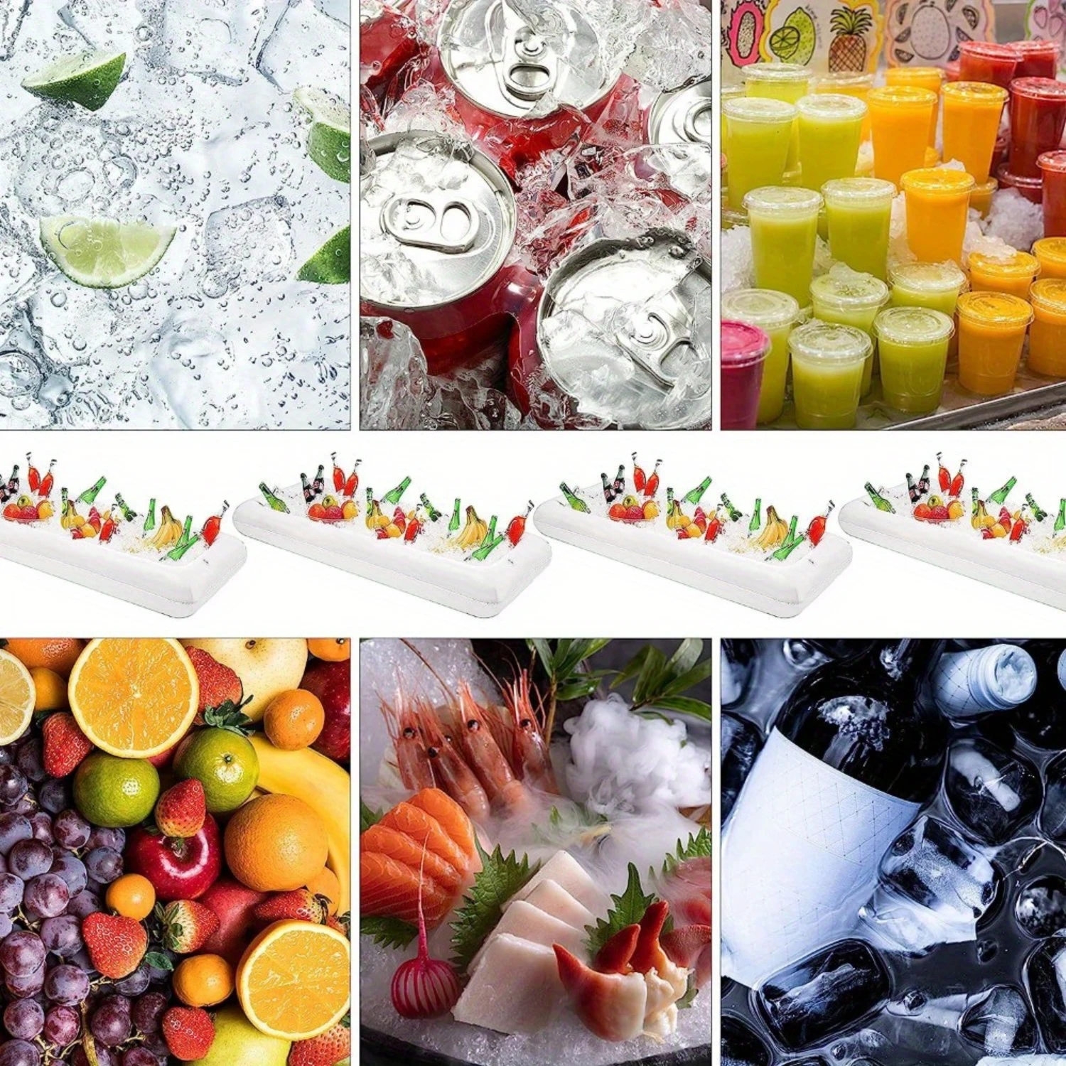 and Salad Serving with Drain Plug-PVC Floating Ice Tray for Parties, Picnics & Camping-Pool Float Cooler for Adults 14+