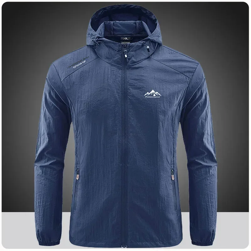 Acheter Hommes Printemps Automne Coupe-vent Imperméable Mince Vestes En Plein Air Randonnée Alpinisme Pêche Veste Coupe-vent Sweat à Capuche De Sport