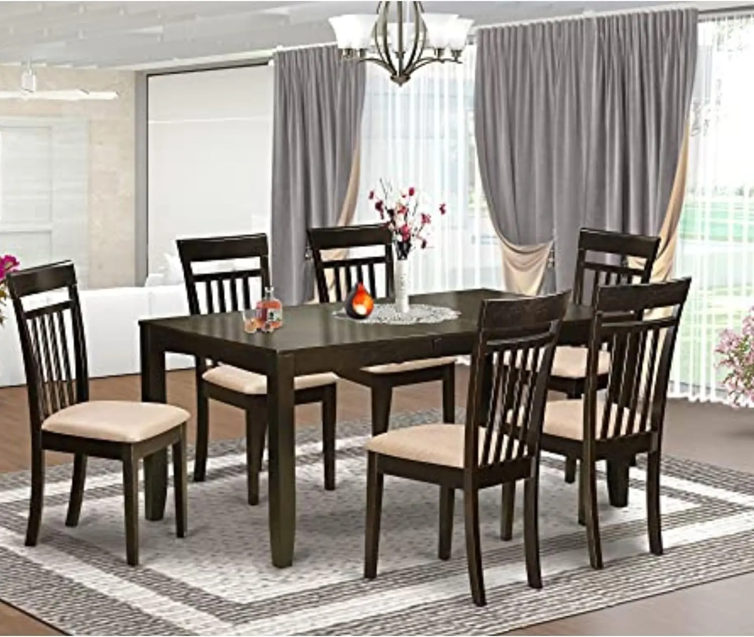 LYCA5-CAP-C Lynfield 5 Piece Modern Dining Set Includes a Rectangle Wooden Table with Butterfly Leaf and 4 Linen Fabric 5