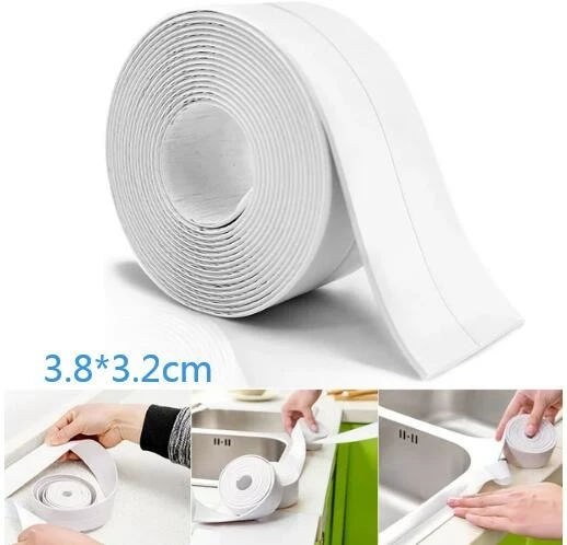 Caulk Tape,Bathroom Corner Caulking Tape,Self-Adhesive Sealing Tape Used  for Kitchen Sink,Toilet, Bathroom Bathtub, Tub Floor Wall Edge Protector