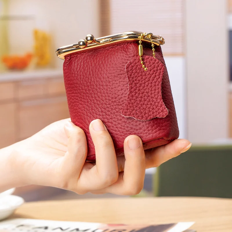 Genuine Leather Mini Lipstick Case Ins Style Multifunctional Cosmetic Coin Pouch for Women Elegant Portable Organizer