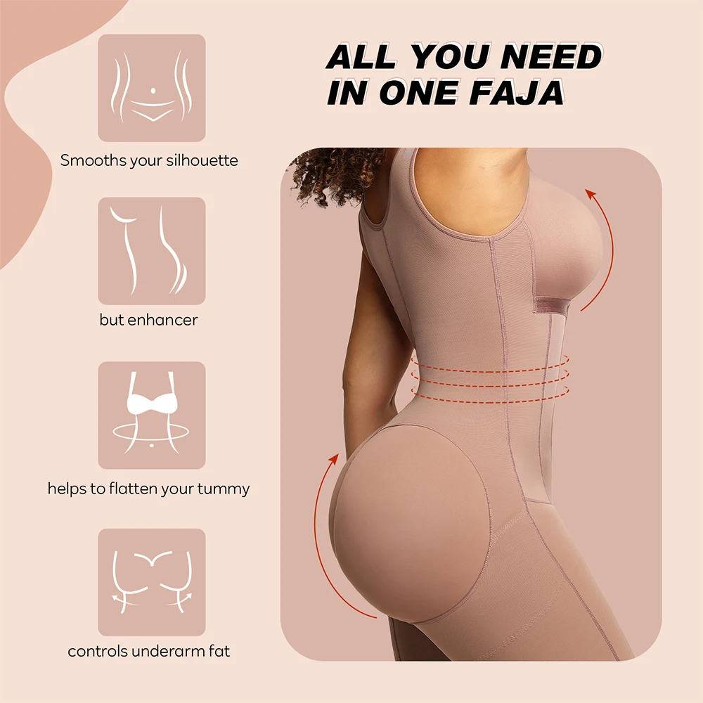 Fajas Colombianas Fase 2 Mulheres BBL Pós Parto Shapewear Alta Compressão Tummy  Control Bodysuit Body Shaper - AliExpress