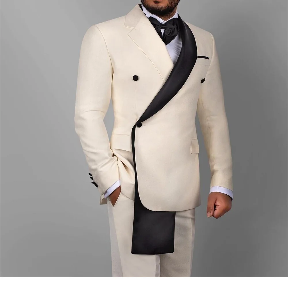 Men Suits Slim Fit Fashion Notch and Shawl Lapel Blazer Set Chic Business Formal Party Office Wedding Tuxedo 2 Piece