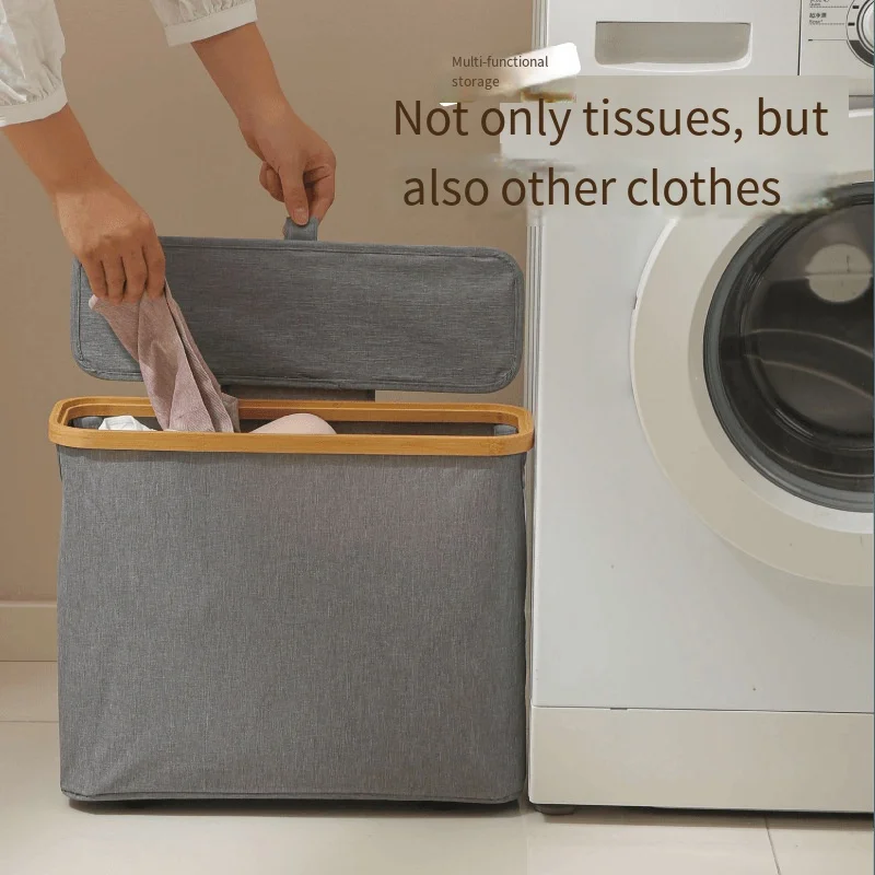 Wood Frame Toilet Paper Holder On The Floor-Large Capacity Organizer For Bathroom Waterproof Toilet Paper Holder With Lid