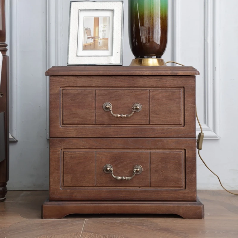 

Bedroom Furniture EnvironmentBrown Color American Style Solid Wood Bedside Table