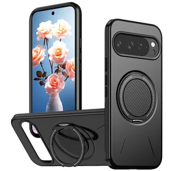 Dual Layer Magnetic Shockproof Protective Case with Ring Holder Kickstand - Google Pixel 10ProXL (Black)