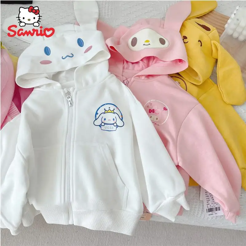 New Sanrio Melody Kuromi Cinnamoroll Children Hooded Sweatshirt Y2K Kawaii  Anime Cartoon Long Sleeve Warm Coat Tops Girls Jacket - AliExpress