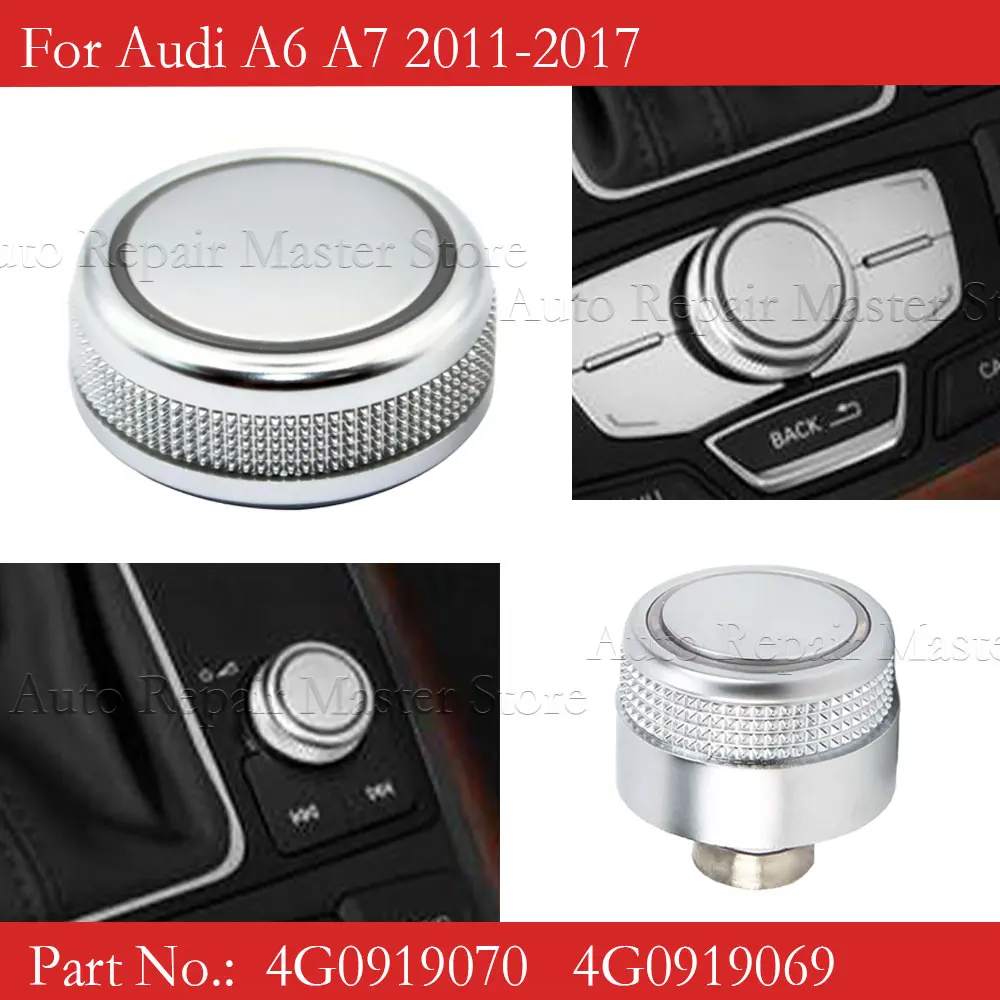 Bouton De Volume MMI De Rechange Pour Audi A6, A8, Q7, S6, S8 - Référence 4F0919070 - Compatible Modèles 2003-2011 - Plastique Noir/Argent