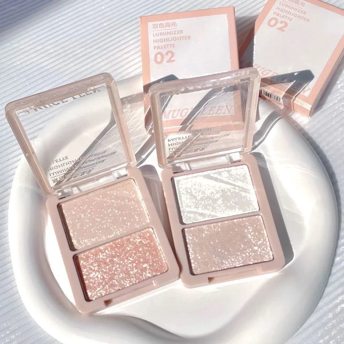 Two-color Facial Highlighter Makeup Palette Face Lasting Glow Brighten Contour Shimmer Powder 3D Illuminator Highlight Cosmetics face highlighter makeup palette