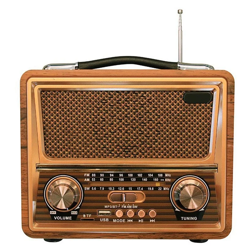 

Wooden Retro Radio, AM SW FM Radio, Wireless Bluetooth Speaker, Mini Bass Audio Outside Loud Volume For Home, Office