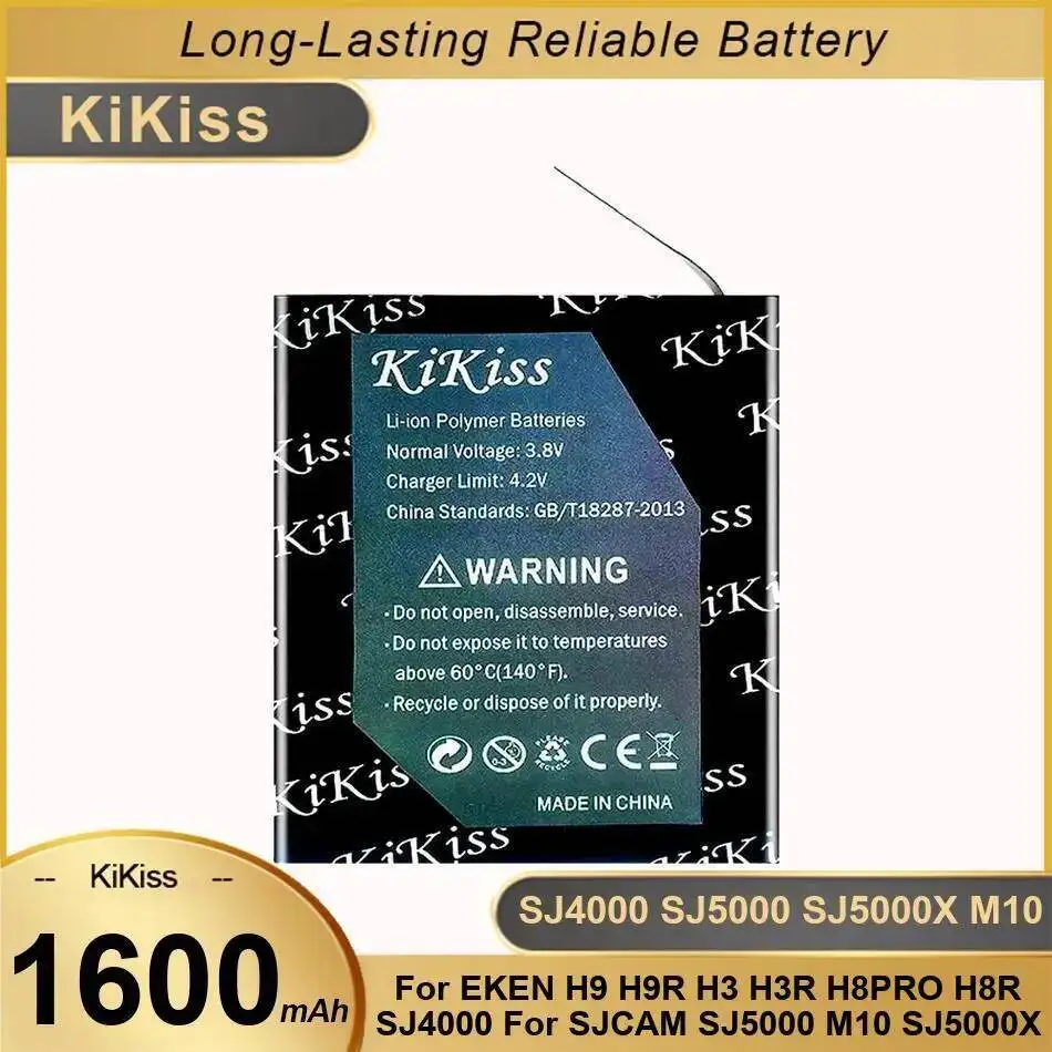 Batterie Sport 1600mAh pour EKEN H9 H9R H3 H3R H8PRO H8R SJ4000 SJCAM SJ5000 M10