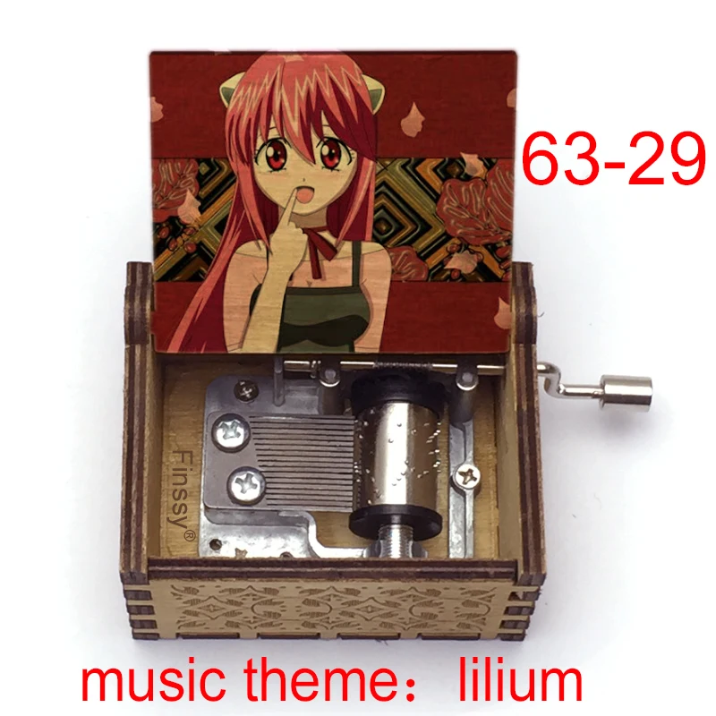 Japanese Anime Elfen Lied Music Box Music Theme Lilium Lucy Print Wood Musical Box Toys for Kids Girls Friends Home Decor