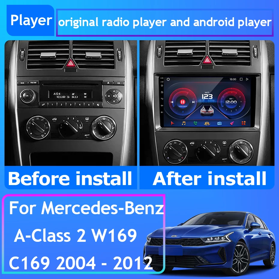 Android 16 para Mercedes Benz B200 Clase A B W169 A160 A180 A200 A220 2009-2012 Reproductor de Radio para Auto Multimedia Navegación Carplay 2