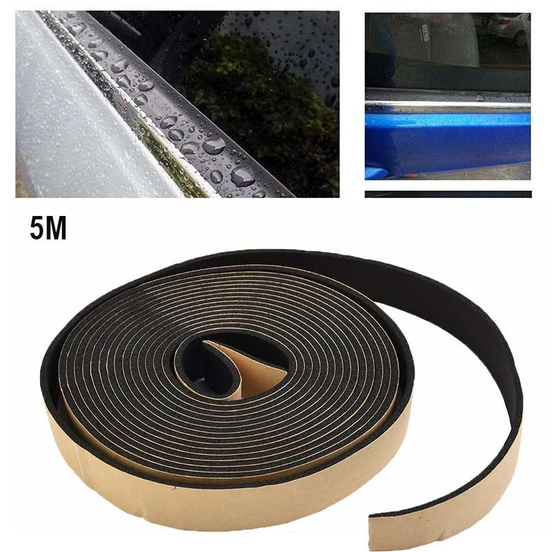 1Pcs 5M Sealing Strip Foam Car Side Door Universal Front & Rear Side Glass Edging With M Double