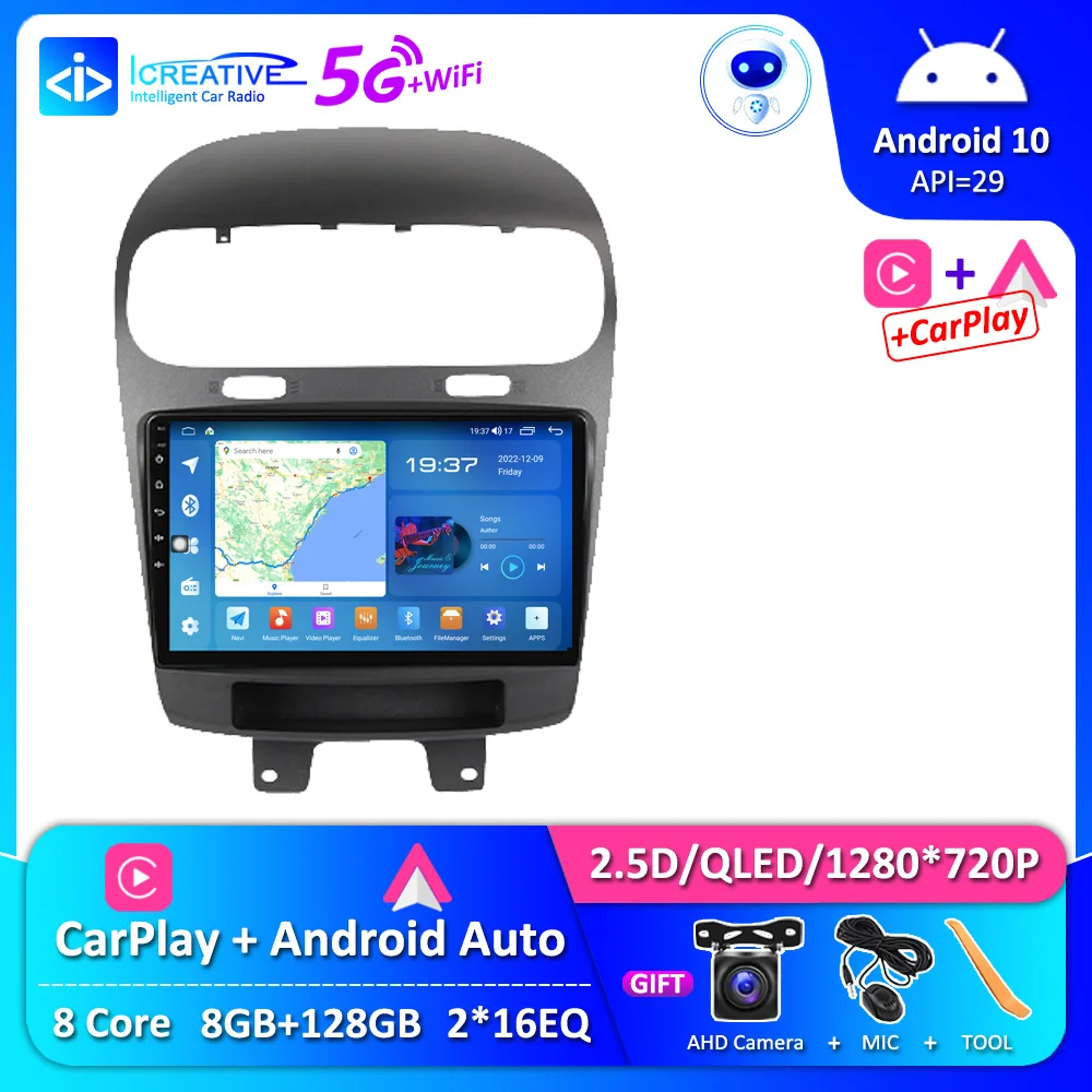 

QLED For Dodge Journey Fiat Freemont Leap 2011-2020 2din Android 12 WIFI CarPlay Auto Car Video Audio GPS Navigation HU Recoder