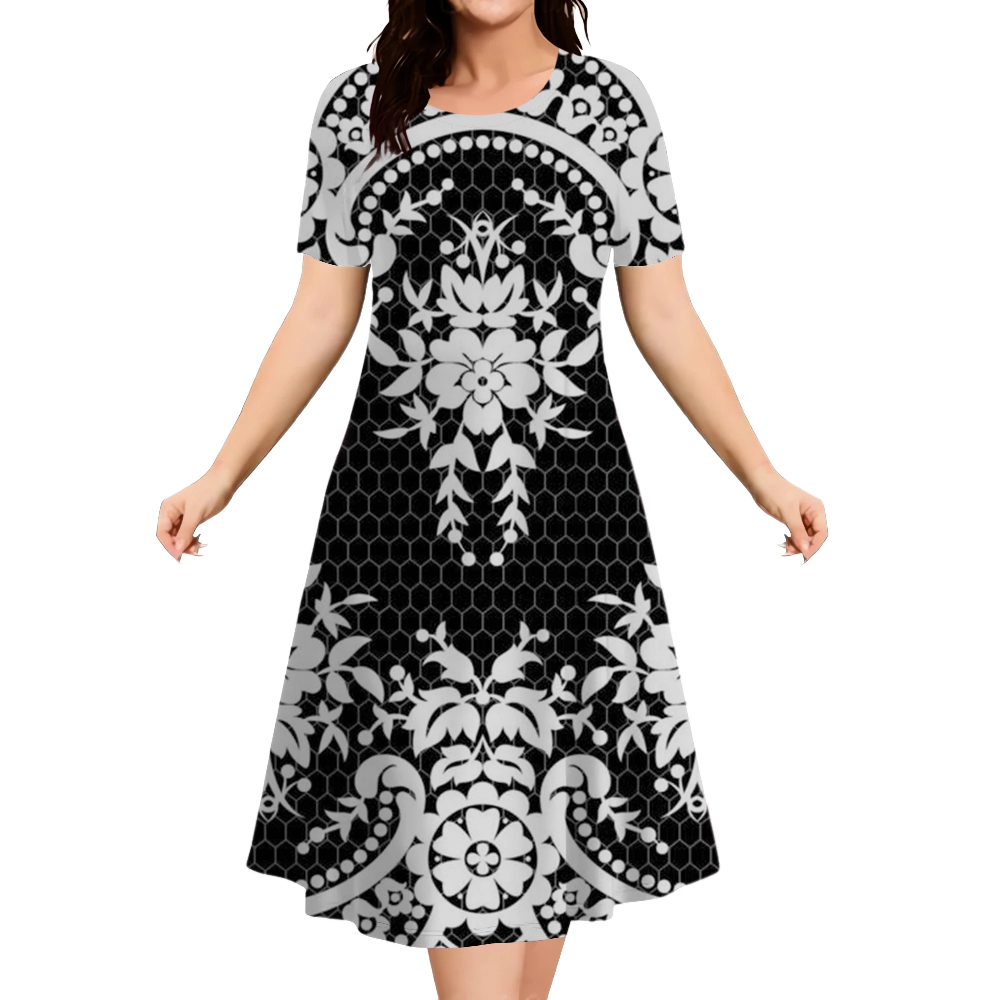 2026 New Floral Graphic Print Women’s Dresses Elegant Ladies Summer Dress Casual Retro Plus Size Female Fashion Loose Dress 9XL
