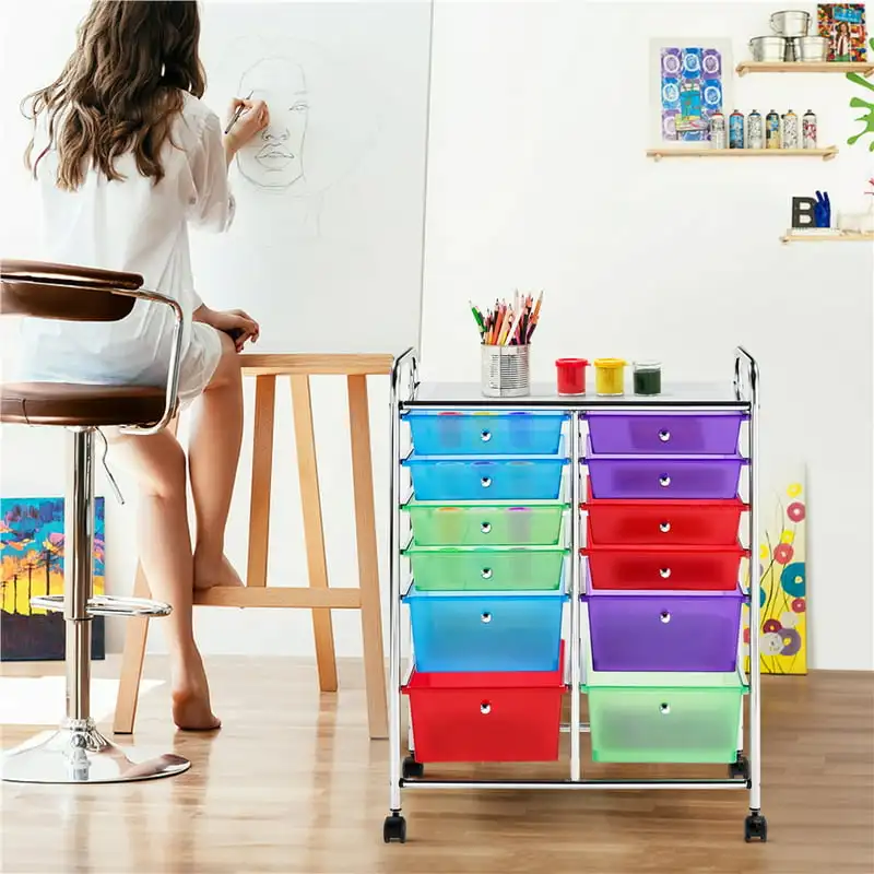 Drawer Rolling Storage Cart 360 Rotatable Storage Bin Organizer for Home  Office School, Multi-color - AliExpress