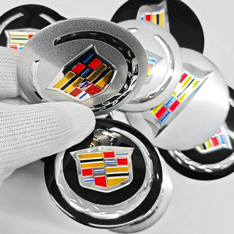 4개 3D 56mm 60mm 65mm 자동차 휠 허브 센터 캡 캐딜락 배지 엠블럼 허브 센터 커버 자동차 로고 스티커 스타일링 액세서리