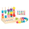 Montessori Wooden Toys Color Shape Matching Puzzle Game Colorful Beaded Color Cognition Educational Toys Gift For Children Kids 1