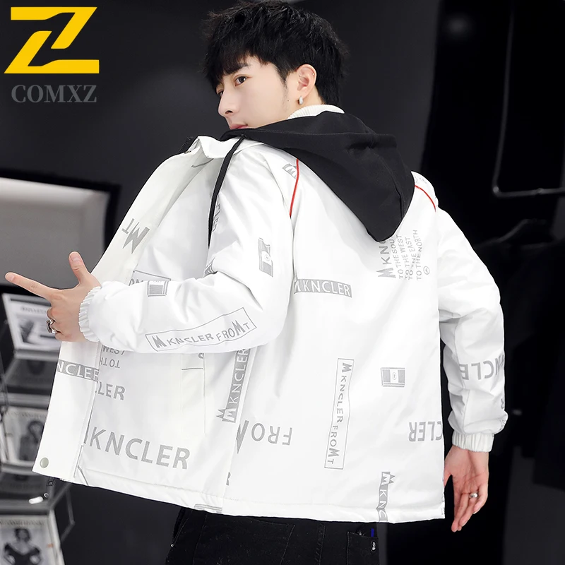 Men Outdoor Slim Fit Jacket Winter Thickened Water-Resistant Parka Windproof Thermal Coat Cold Weather Padded Hooded Streetwear