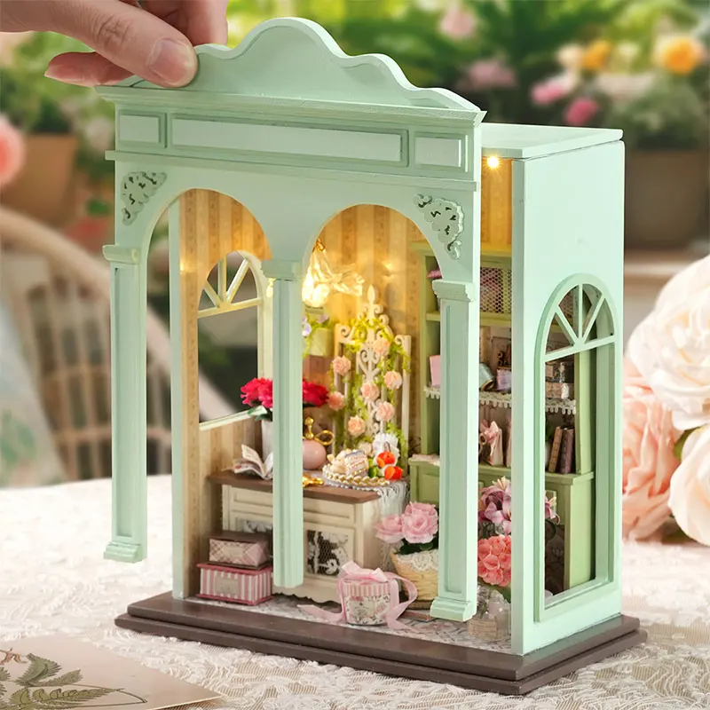 미니어처 3D 퍼즐 조립 건축 모델 DIY 수제 장난감 인형 하우스 키트 침실 장식 목공예 창의적인 생일 선물 여성 성인용 LED 라이트 포함