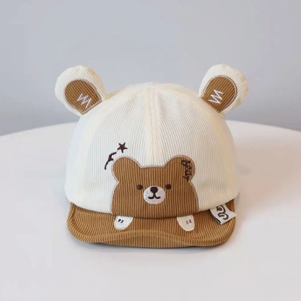Soft Cotton Infant Bucket Hat Cartoon Bear Sunscreen Baby Sunhat Wide Brim Kawaii Newborn Flat Cap Boy Girls