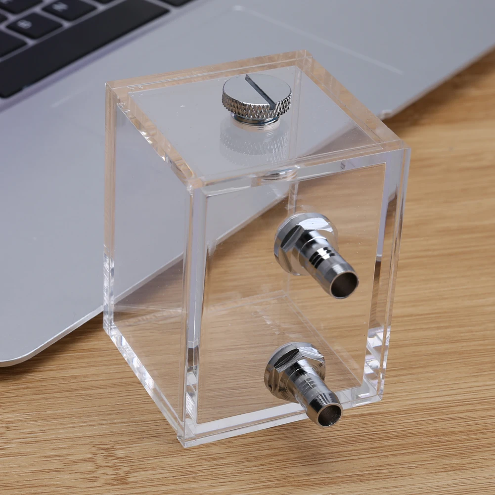 200ml Mini Square Water Tank with 2 Tube Connectors 1 Cooling Fan Block 5mm Thickness for PC Liquid Cooling System Accessories