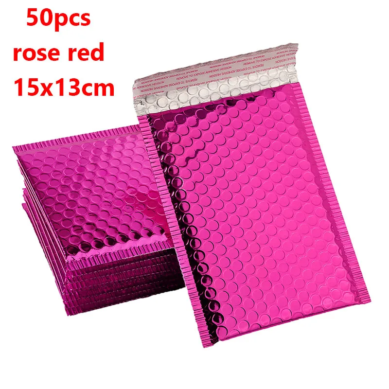50PCS Aluminized Film Bubble Mailer Gold Mailing Envelope Waterproof Courier Bag Padded Bubble Envelopes Pack Bag for Shipping