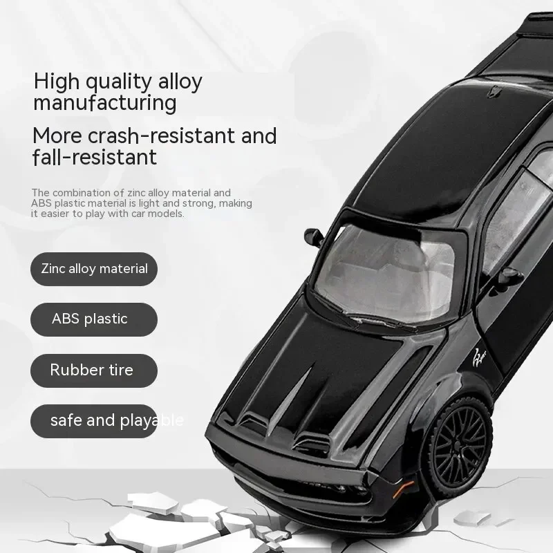 Dodge Challenger Hellcat Toy Car for 1: 32 Scale Die Cast Metel Cars Toy Pull Back Hellcat Model Cars with Sound and Light Hellc 2