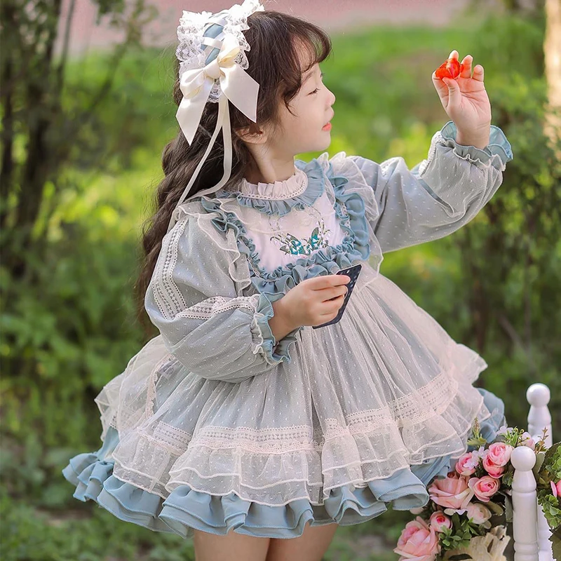 Winter Thicker Lolita Dress Girls Kids 1Y Birthday Dress New Year Long Sleeve Cute Lolita Doll Teen For Girls