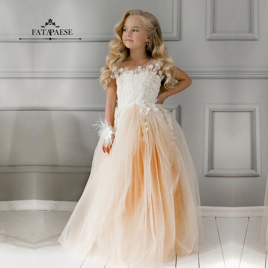 Fatapaese �?? Robe De Demoiselle D'honneur En Tulle Et Dentelle Pour Filles, Tenue De Bal Brod?�e 