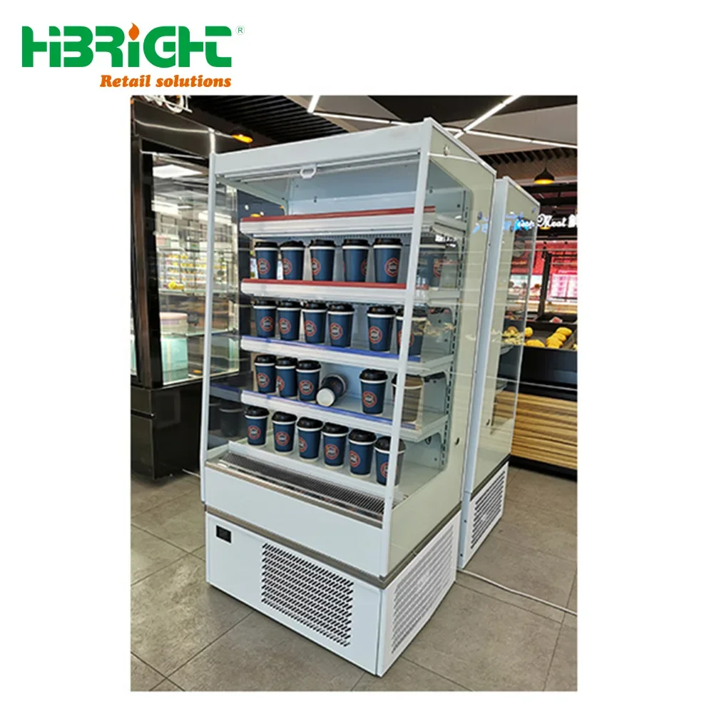 Commercial Vertical Open Display Glass Chiller Refrigerator Supermarket Ice Equipment For Sale