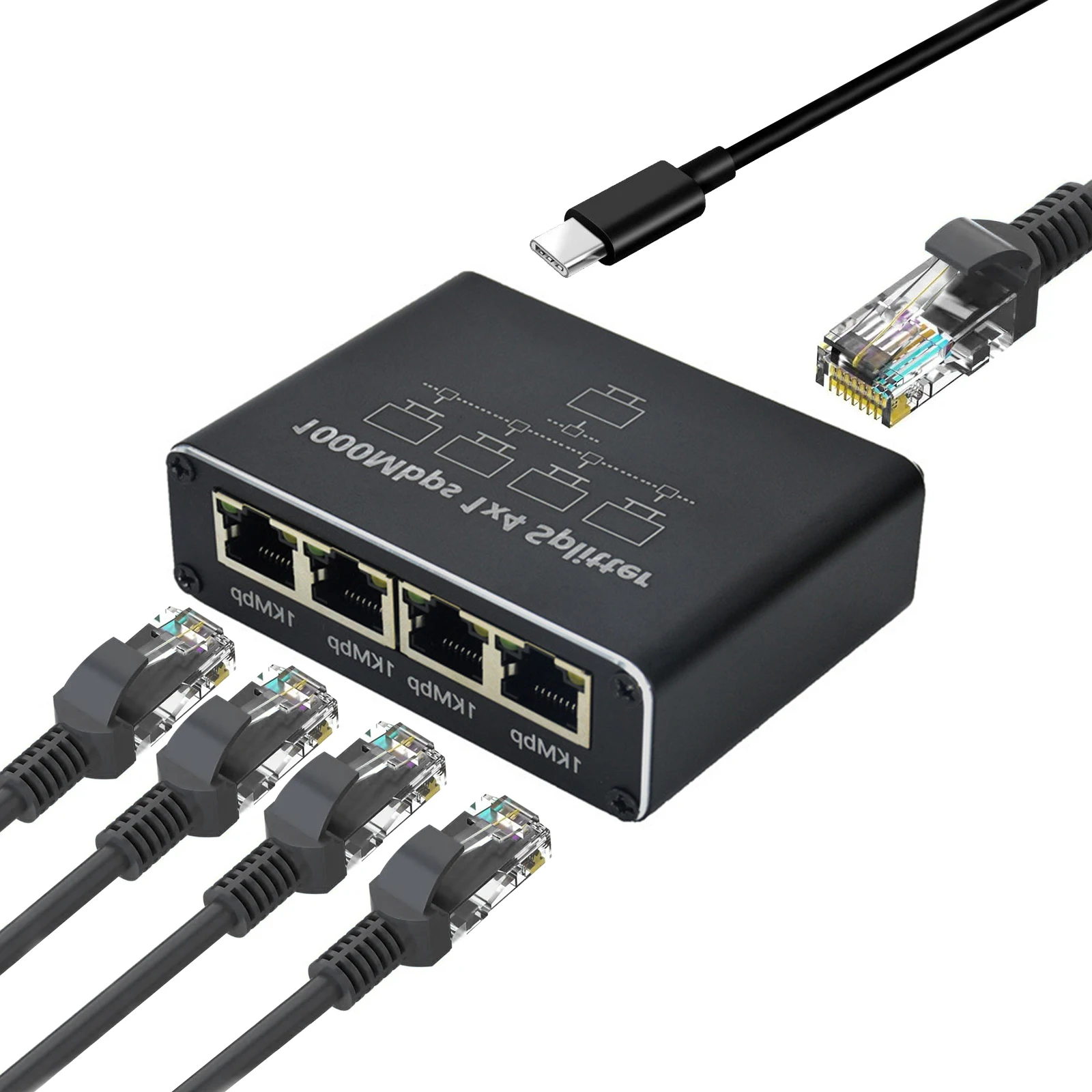 Divisor Ethernet 1 A 3 Salidas De 1000 Mbps - Con Cable USB, Para Expandir Conexiones De Red Cableada