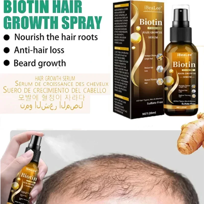 

Hair Growth Products Biotin Anti Hair Loss Spray Scalp Treatment Fast Growing Care Essential Oils for Men Women Hair Care