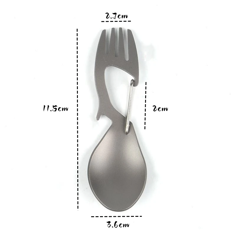 Description Picture 2 of itemPure Titanium Folding Tableware, Multifunctional Fork Spoon, Bottle Opener, Outdoor Camping