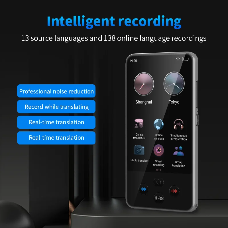 Portable Translator Device S85 Pro 138 Languages Voice Real-time Translating Offline Translation