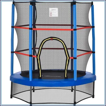 55" Mini Trampoline for Kids with Enclosure Net, Springless Design, Safety Pad, Indoor Outdoor Toy, Gift for Ages 3-6