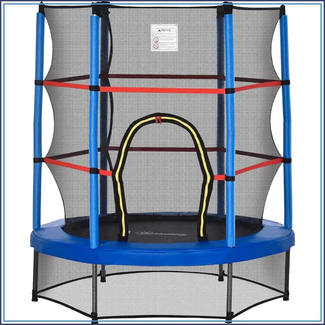 55" Mini Trampoline for Kids with Enclosure Net, Springless Design, Safety Pad, Indoor Outdoor Toy, Gift for Ages 3-6