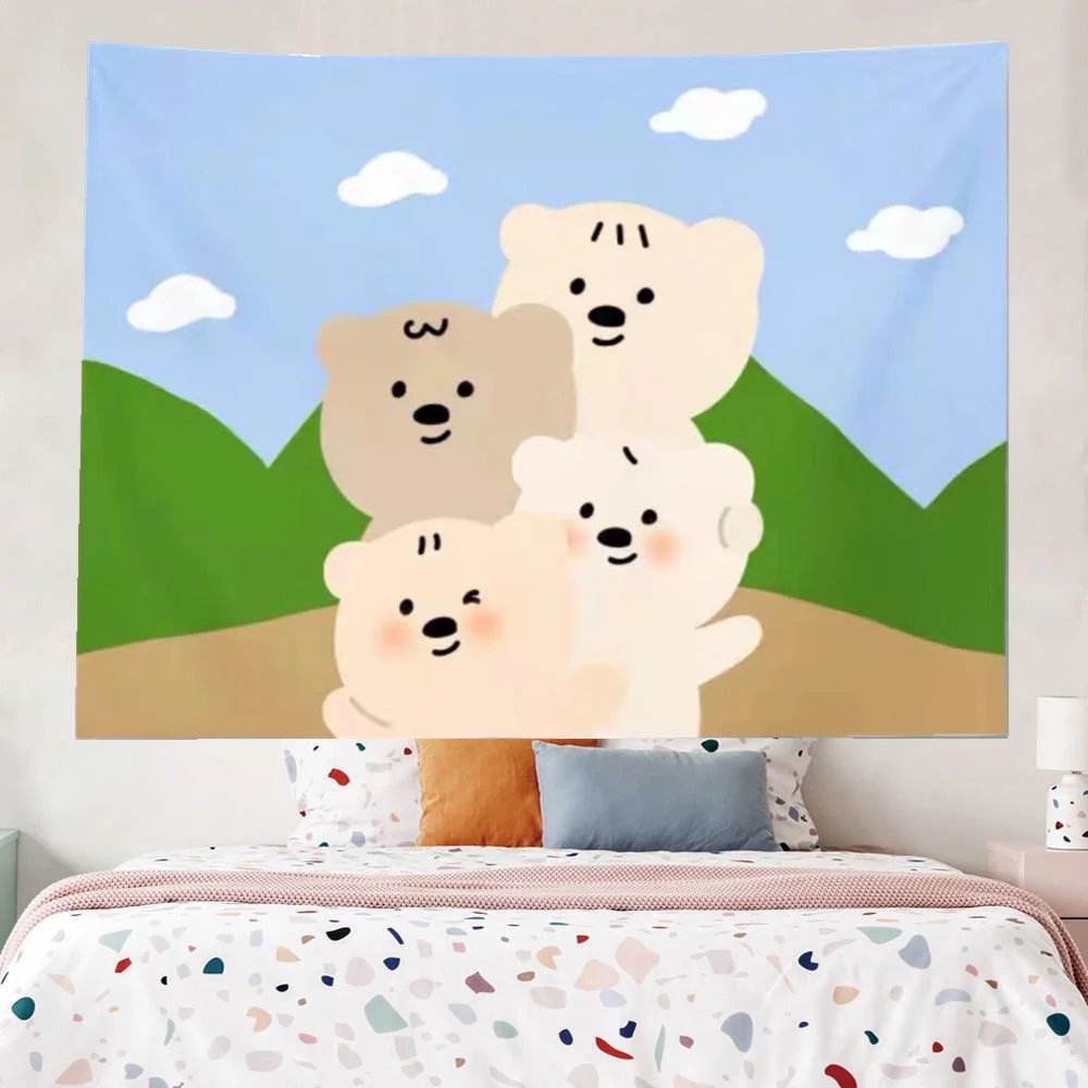 

Cute Bear Background Tapestry Bohemian Kawaii Room Decoration Tapestries Decoration For Female Room Wall Fabric Tapestries Tapiz