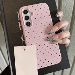 Chic Black Polka Dot Lichee Phone Case - Soft Protective Cover - Galaxy S23 Ultra (Pink II05)